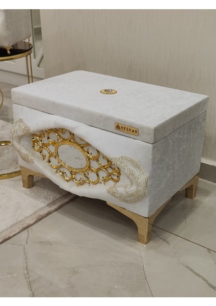 2 Li Krem Renk Aynalı ve Özel Güpürlü Klasik Model Gelin Çeyiz Sandığı fiyatları