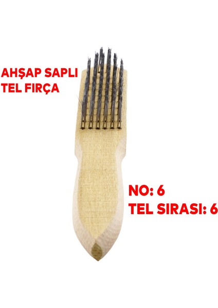 Ahşap Saplı Tel Fırça Kir Pas Mangal Barbekü Izgara Çok Amaçlı Temizleme Fırçası No 6