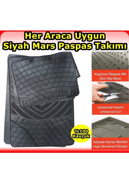 Renault Latitude Uyumlu Mars Kauçuk Siyah Paspas Seti 6417