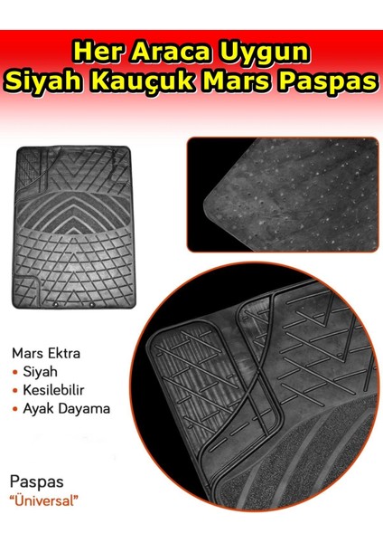 Renault Latitude Uyumlu Mars Kauçuk Siyah Paspas Seti 6417