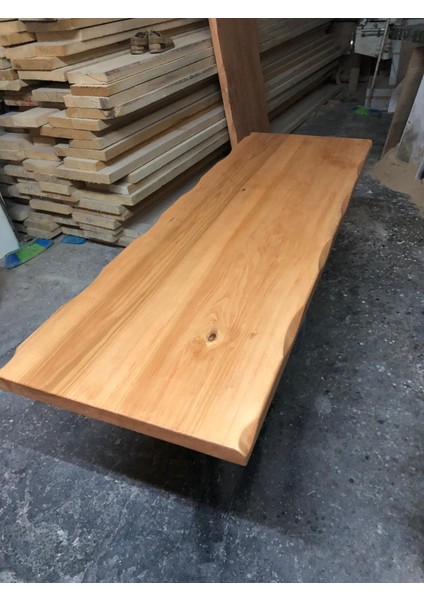Doğal Göknar Ağacı Naturel Mat Vernik Cilalı Kütük Masa Üstü Tablası 160X60