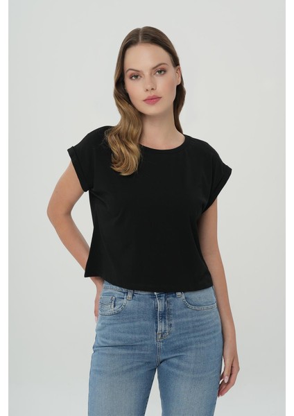 Siyah Oversize Kısa Kollu T-Shirt 56105-020