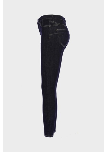 Judy Koyu Mavi Yüksek Bel Skinny Fit Patı Fermuarlı Jean Pantolon C 4521-162 fiyatları