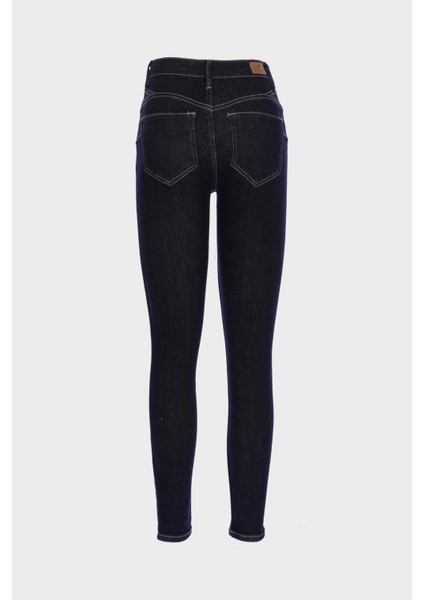 Judy Koyu Mavi Yüksek Bel Skinny Fit Patı Fermuarlı Jean Pantolon C 4521-162 modelleri