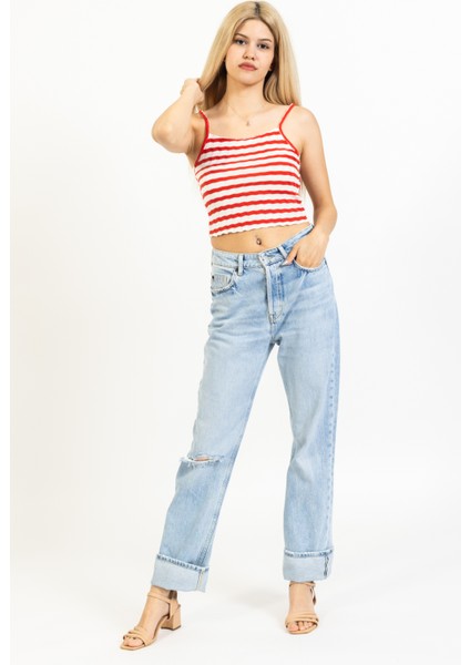 Kırmızı Beyaz Çizgili Atlet