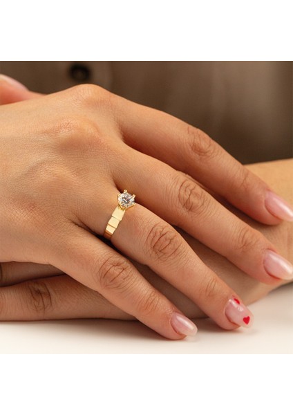 14 Ayar Tektaş Altın Yüzük 14CGKYZK005 modelleri