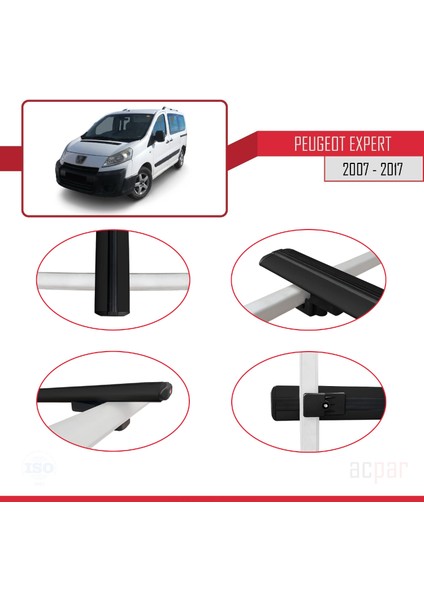 Peugeot Expert 2007-2017 Arası ile Uyumlu Basıc Model Ara Atkı Tavan Barı Siyah 4 Adet fırsatları