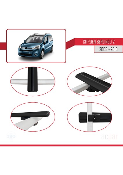 Citroen Berlingo 2008-2018 Arası ile Uyumlu Basıc Model Ara Atkı Tavan Barı Siyah 4 Adet fırsatları