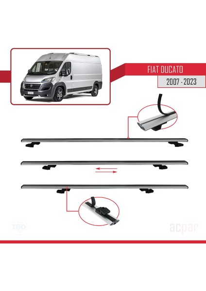 Fiat Ducato 2007 ve Sonrası ile Uyumlu Basıc Model Ara Atkı Tavan Barı Gri 4 Adet indirimleri