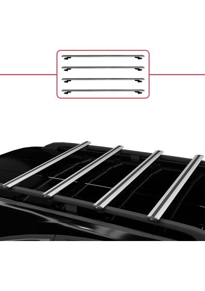 Ford Connect 2014-2021 Arası ile Uyumlu Basıc Model Ara Atkı Tavan Barı Gri 4 Adet