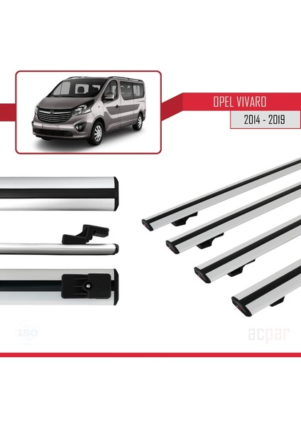 Opel Vivaro 2014-2019 Arası ile Uyumlu Basıc Model Ara Atkı Tavan Barı Gri 4 Adet