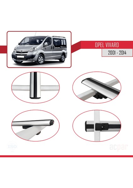 Opel Vivaro 2001-2014 Arası ile Uyumlu Basıc Model Ara Atkı Tavan Barı Gri 4 Adet fırsatları