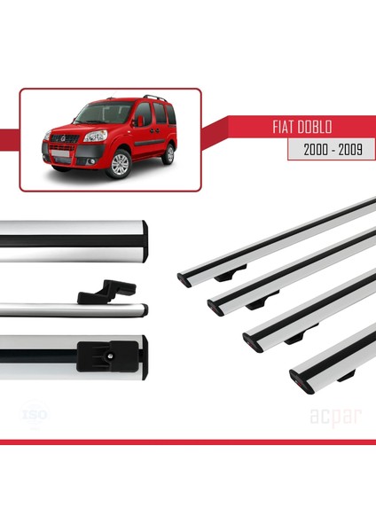 Fiat Doblo 2000-2009 Arası ile Uyumlu Basıc Model Ara Atkı Tavan Barı Gri 4 Adet modelleri