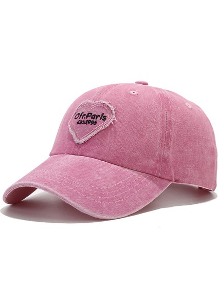 Pembe Kalp Işlemeli Beyzbol Şapkası (Yurt Dışından)