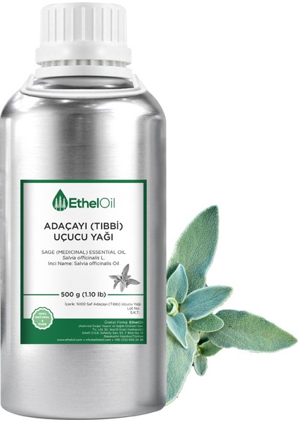 Adaçayı (Tıbbi) Uçucu Yağı - Etheloil - 500 gr - ve Uçucu Yağ - Üretici Firma, , Toptan Satış - Sage (Medicinal) Essential Oil - Salvia Officinalis L