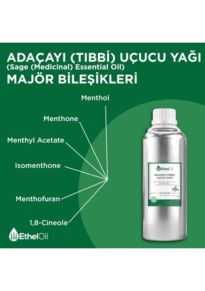 Adaçayı (Tıbbi) Uçucu Yağı - Etheloil - 1 kg - ve Uçucu Yağ - Üretici Firma, , Toptan Satış - Sage (Medicinal) Essential Oil - Salvia Officinalis L