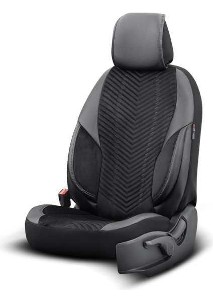 Advanced Design Özel Tasarım Premium Süet-Deri Ekstra Destekli Universal Oto Koltuk Kılıfı Tam Set