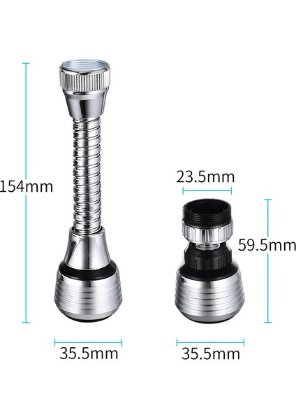2 Akış Tasarımı Çıkarılabilir Mutfak Bataryası 360° Döndürme Su Tasarrufu - Gümüş (Yurt Dışından)