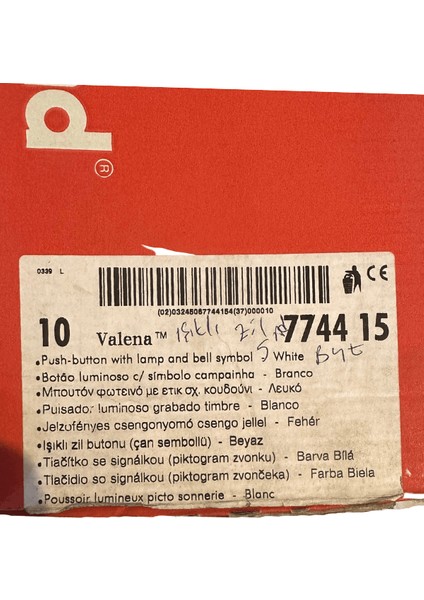 Valena 774415 Işıklı Zil Butonu Çan Sembollü Beyaz Çerçeve Dahil 3 Adet