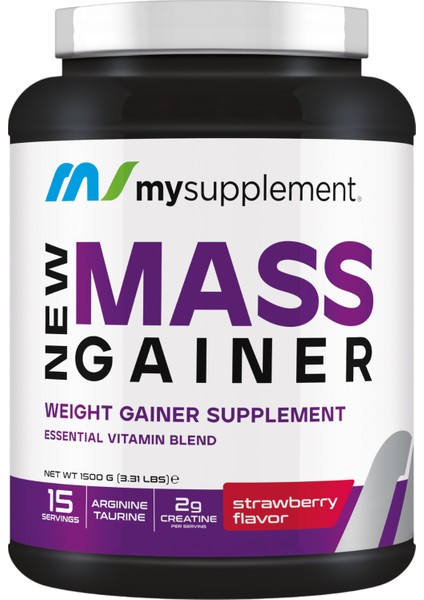 Mass Gainer 1500 gr Çilek 15 Servis Karbonhidrat Tozu 72 gr Karbonhidrat 18GR Protein 2gr Kreatin