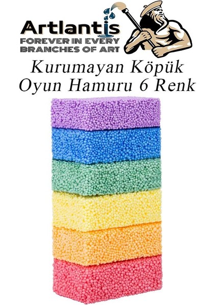 Kurumayan Köpük Oyun Hamuru 6 Renk 1 Paket Köpük Hamur 6 Lı 6X10 gr Okul Öncesi Hobi Aktivite