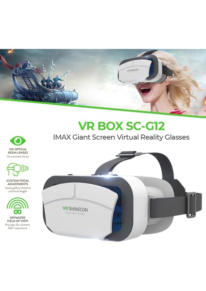 VR SHINECON G12 3D Sanal Gerçeklik Gözlüğü Siyah 4.5-7.0 Inch