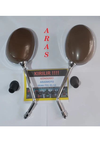 Araro Cappucino 125 cc - 50 cc Ayna Takımı Kahve Renk (Koyu Kahve )- Arasmoto