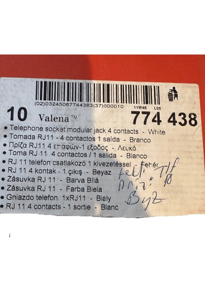 Valena 774438 RJ11 Tekli Telefon Prizi Beyaz Çerçeve Dahil