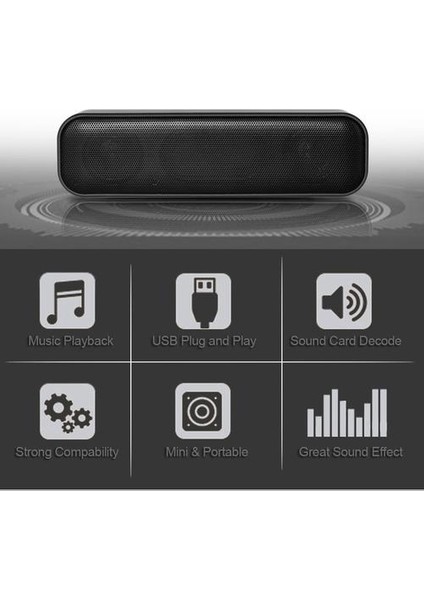 Usb Powered Soundbar Masaüstü Hoparlör Kablolu Bilgisayar (Yurt Dışından)