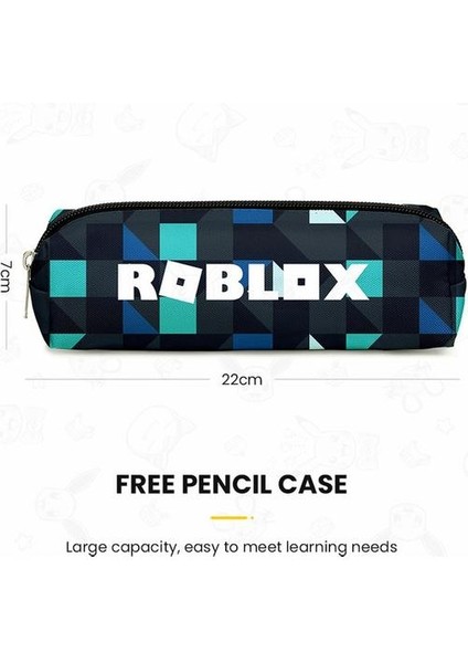 Karikatür Roblox Kalem Kutulu Ilkokul Çantası - Siyah/Mavi (Yurt Dışından)