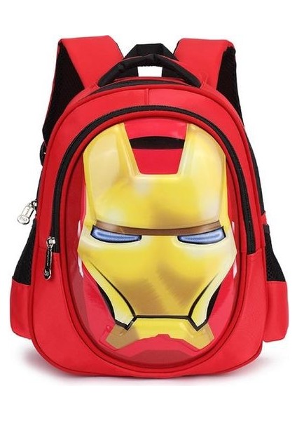 Iron Man Desen Baskılı Anaokulu Çantası - Kırmızı (Yurt Dışından)