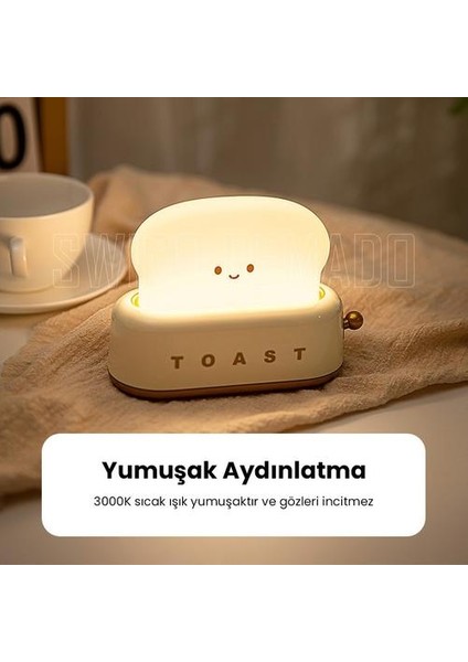 Usb Sevimli Tost Ekmeği Şeklinde Led Gece Lambası - Pembe (Yurt Dışından)