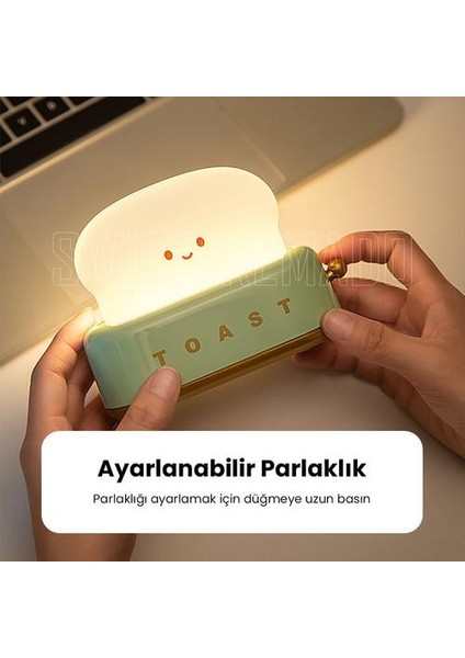 Usb Sevimli Tost Ekmeği Şeklinde Led Gece Lambası - Pembe (Yurt Dışından)