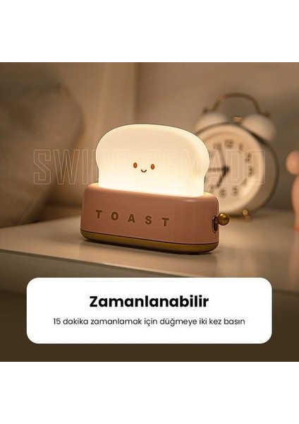 Usb Sevimli Tost Ekmeği Şeklinde Led Gece Lambası - Pembe (Yurt Dışından)