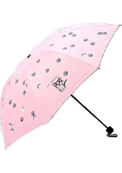 Pati Desenli Mini Katlanır Şemsiye - Pembe (Yurt Dışından) fiyatları