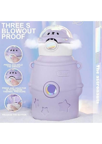 Astronot Termos Çift Duvar Vakum Yalıtım Bardağı 500ml Taşınabilir (Yurt Dışından)