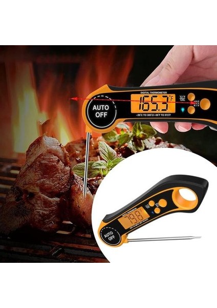 Pişirme Için Et Termometre Katlanabilir Prob Anında Oku Bbq Izgara Ev Turuncu (Yurt Dışından)