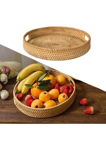 32x5cm Hasır Rattan Yuvarlak Depolama Tepsisi (Yurt Dışından) fiyatları