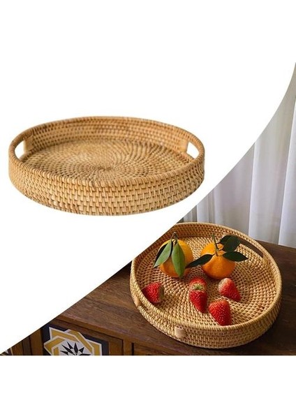 32x5cm Hasır Rattan Yuvarlak Depolama Tepsisi (Yurt Dışından) fırsatları