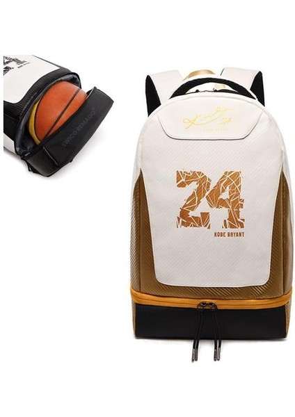 Forma Şeklinde Basketbol Sırt Çantası - Beyaz/Kahverengi (Yurt Dışından)