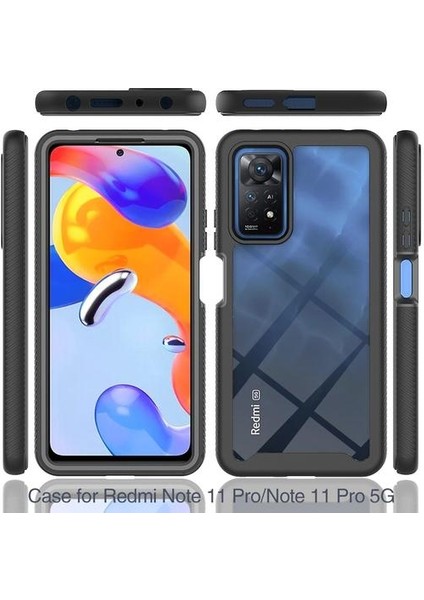 Xiaomi Redmi Note 11 Pro Için Bumper Yerleşik Ekran 360 Tam Koruma Kılıf Kapaklı - Kırmızı (Yurt Dışından)