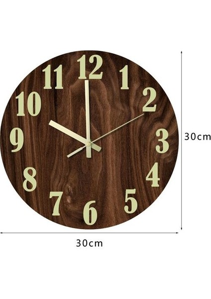 Koyu Sessiz Kapalı Aydınlık Dekor Duvar Saati Glow Büyük Modern 12 Inç A (Yurt Dışından)