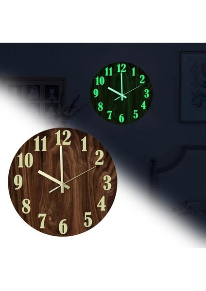 Koyu Sessiz Kapalı Aydınlık Dekor Duvar Saati Glow Büyük Modern 12 Inç A (Yurt Dışından)