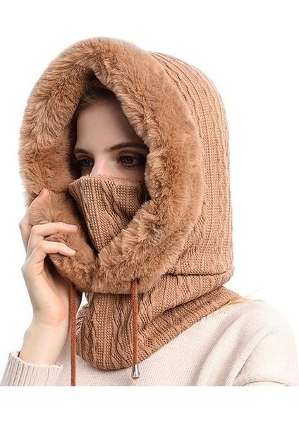 Kadın Sıcak Kabarık Eşarp Şapka H012 (Yurt Dışından)