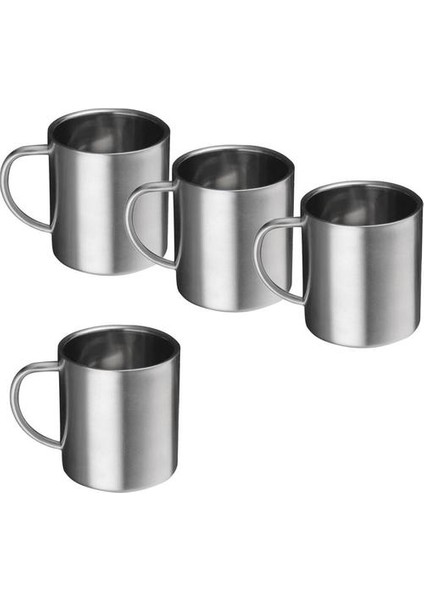 Paslanmaz Çelik Bira Kupa Kahve Fincanı Çay Çift Duvar Kamp Içme Kupası 4pc (Yurt Dışından)