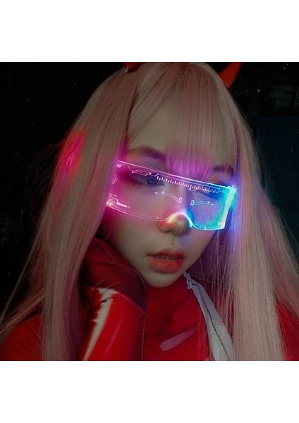 Led Işıklı Güneş Gözlüğü Vintage Punk Gözlükler Moda Parti Noel Renkli Işıklı Gözlük Shades Uv400 (Yurt Dışından) fiyatları