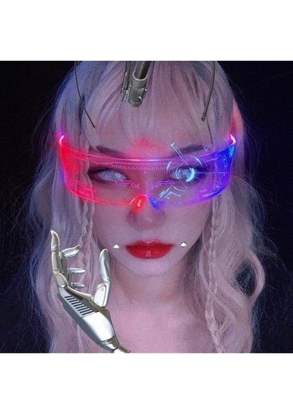 Led Işıklı Güneş Gözlüğü Vintage Punk Gözlükler Moda Parti Noel Renkli Işıklı Gözlük Shades Uv400 (Yurt Dışından) modelleri