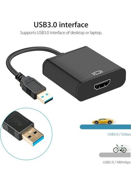 Hd 1080p Usb 3.0 Hdmı Video Kablosu Adaptörü Dönüştürücü Pc Dizüstü Hdtv Lcd Tv Için (Yurt Dışından)