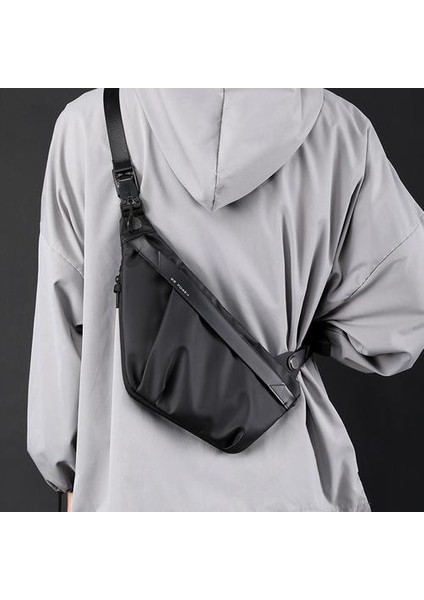 Erkek Askılı Sırt Çantası Sıçramaya Dayanıklı Naylon Kumaş Fanny Pack Ayarlanabilir Omuz Askısı (Yurt Dışından)