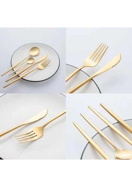 Love Home 16 Parça Paslanmaz Çelik Çatal/Bıçak/Kaşık Takımı - Altın (Yurt Dışından) fiyatları